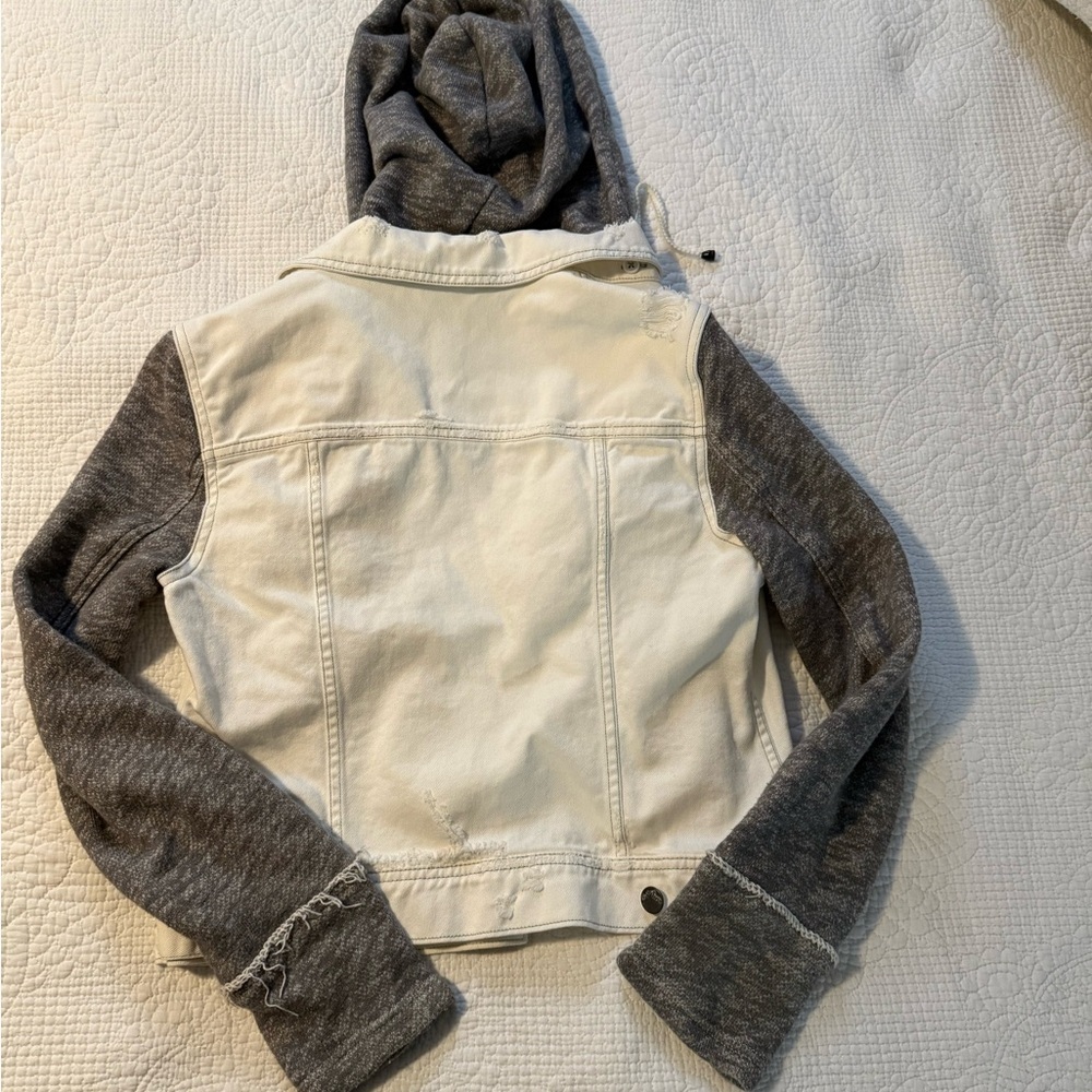 Free People White and Gray Hooded Jacket Size Small - Picture 3 of 4